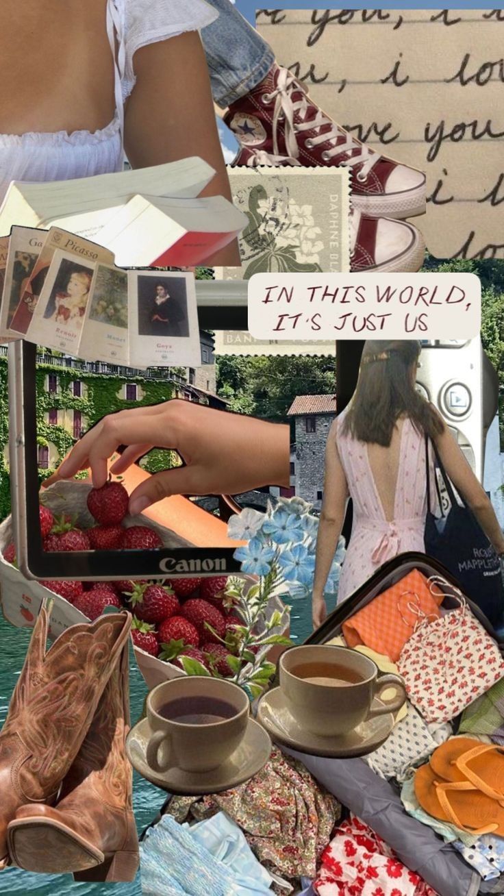 a collage with pictures and words about women's health, including strawberries