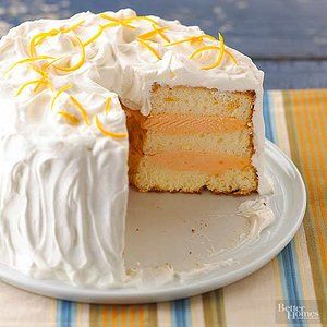 a cake with white frosting and yellow sprinkles sits on a plate