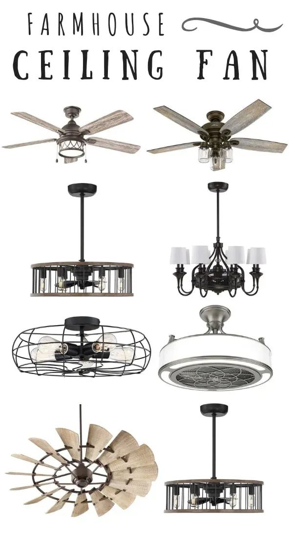 four ceiling fans with the words farmhouse ceiling fan