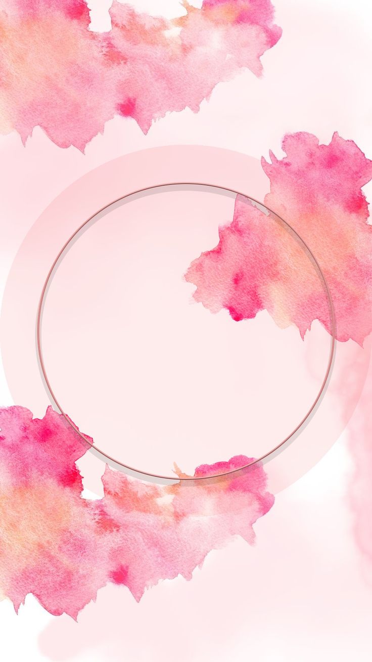 a circular frame with pink watercolor paint on it and a white circle in the middle