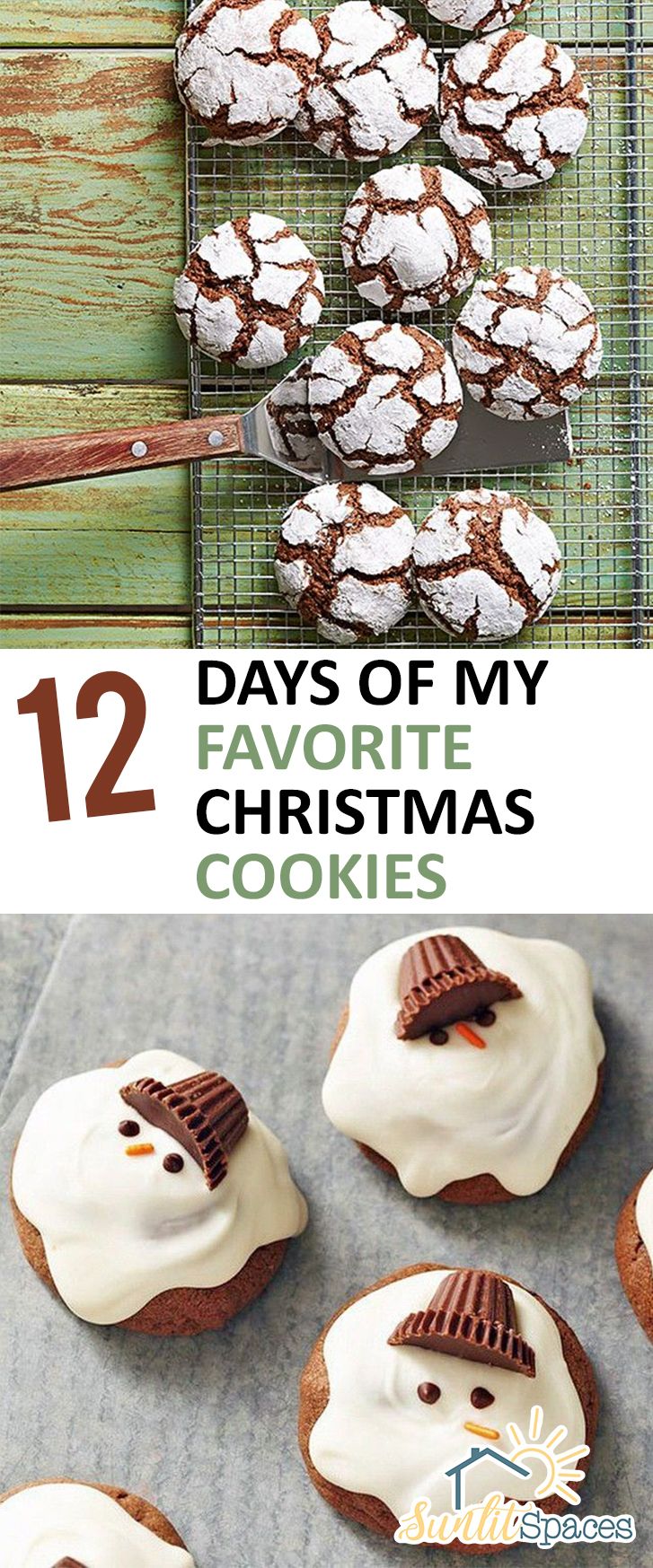 twelve days of my favorite christmas cookies with frosting on top and an image of snowmen