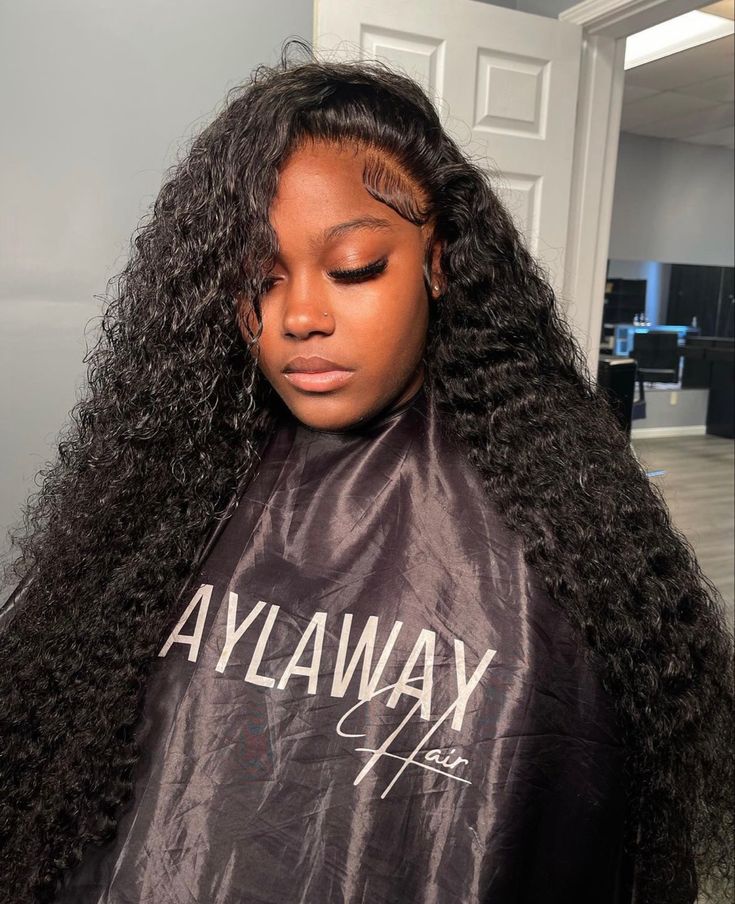 No Part Water Wave Wig, Curly Wig No Part, No Part Deep Wave Wig, Side Part Water Wave, Frontal Styles, Free Part Wig, Wavy Lace Front Wigs, Black Hair Inspiration, Hairstyles List