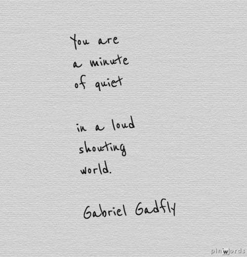 a handwritten quote on white paper with the words you are a minute of quiet in a loud shouting world