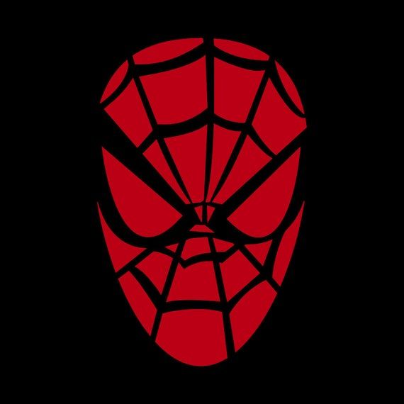 the spiderman logo is shown in red on black background, and it appears to be cracked