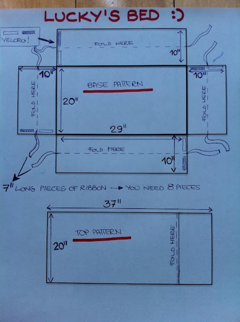 the floor plan for lucky's bed is shown in red and blue, along with instructions on how to use it