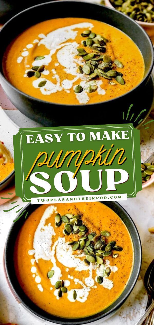 This Easy Pumpkin Soup is a creamy homemade soup made with canned pumpkin puree and filled with fresh flavors and warm spices! It's the best pumpkin recipe for your Thanksgiving recipes or Fall comfort food! Pumpkin Puree Recipes Healthy, Puree Soup Recipes, Healthy Pumpkin Soup, Easy Pumpkin Soup, Fresh Pumpkin Recipes, Pumpkin Soup Healthy, Pumpkin Breakfast Recipes, Pumpkin Puree Recipes, Creamy Pumpkin Soup