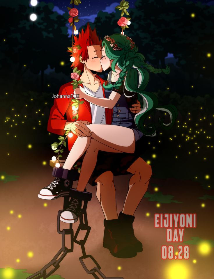 two people sitting on top of each other in front of a night sky with lights