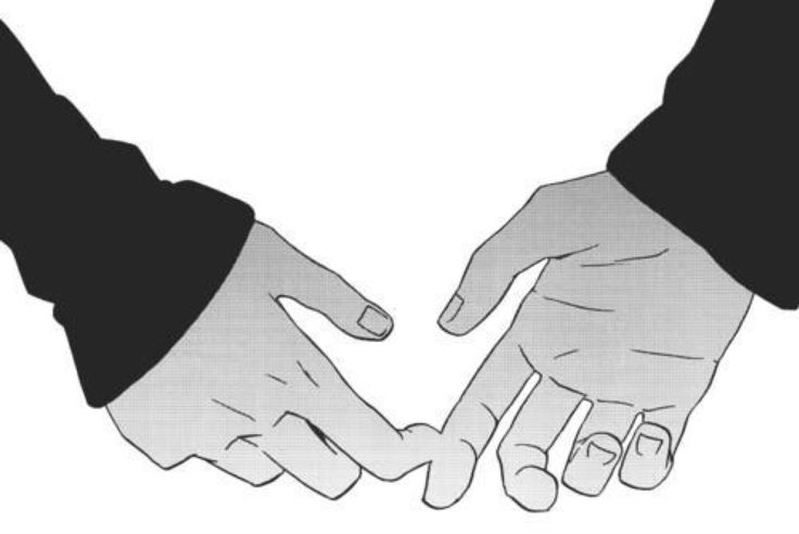 two hands touching each other with their fingers