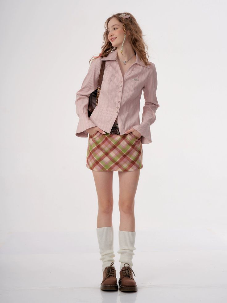 Retro High Waist Plaid Short Skirt ZZF0284