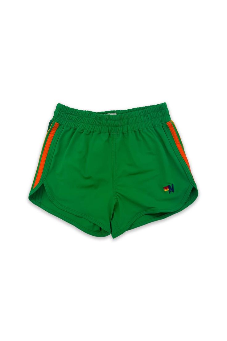 5 STRIPE KIDS FLEX JOGGER SHORT - KELLY GREEN - Aviator Nation Green Swim Trunks For Summer Activities, Green Swim Trunks For Beach, Green Beachwear Swim Trunks For Summer Activities, Green Beachwear Swim Trunks For Summer, Sporty Swim Trunks With Built-in Shorts For Play, Sportswear Swim Trunks For Summer, Green Summer Swim Trunks For Swimming, Green Summer Sports Bottoms, Casual Stretch Athletic Shorts With Three Stripes