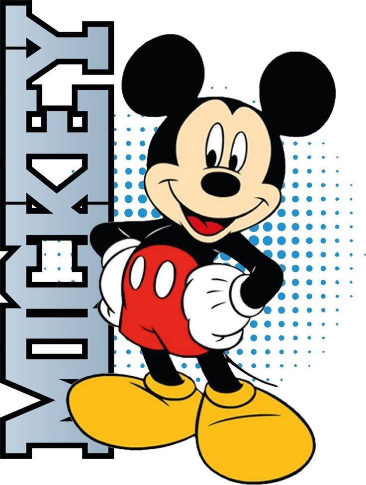 mickey mouse with the word mickey on it's back and his name is mickey