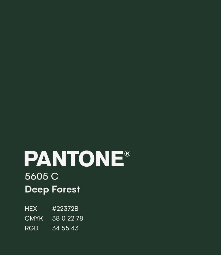 pantone's deep forest green color is shown in this image with the name and date