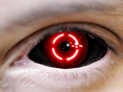 an eye with a glowing red circle around it's center and the word, i love you