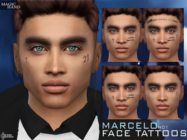 male face tattoos for males and females with different facial markings on their foreheads, eyebrows and eyes