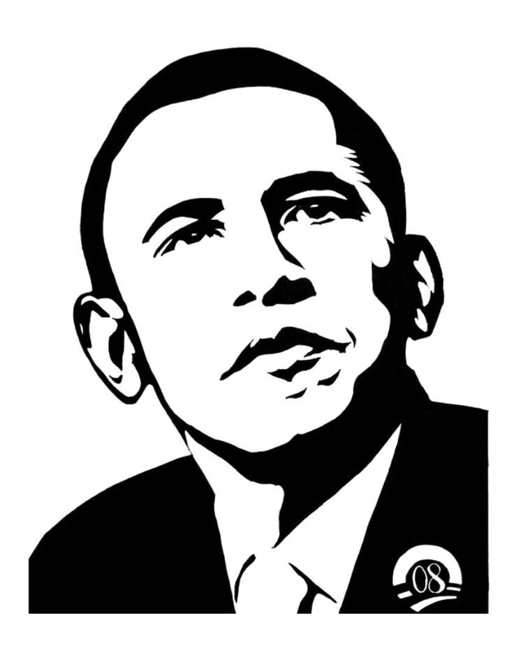 Screen Printing | The Obama Craft Project Obama Portrait, Drawing Portraits, Painting Board, Black And White Art Drawing, Decorative Paintings, Pumpkin Carving Templates, Halloween Pumpkins Carvings, Silhouette Stencil, Black And White Posters