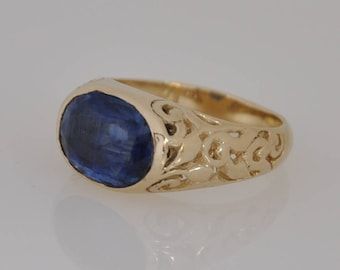 Gold Sapphire Jewelry Stamped 14k, Classic Gold Sapphire Jewelry, Timeless Sapphire Jewelry With Hallmark, Timeless Hallmarked Sapphire Jewelry, Classic Pierced 14k Gold Jewelry, Luxury 14k Stamped Sapphire Jewelry, Classic 14k Gold Pierced Jewelry, Heirloom Gold Sapphire Jewelry, Heirloom Sapphire Gold Jewelry