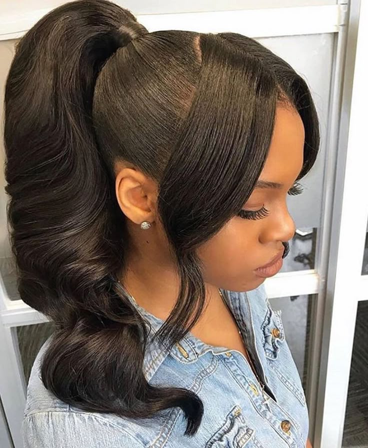 Weave Ponytail Hairstyles, Sleek Ponytail Hairstyles, Sew In Hairstyles, Black Ponytail Hairstyles, Perfect Thanksgiving, A Pony, Hair Ponytail Styles, Penteado Cabelo Curto, A Ponytail