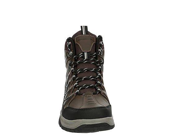 Highland Creek Ridge Mid Men s Hiking Boot Gear up for adventure in the Highland Creek Ridge Mid men s hiking Boot. With a faux leather upper featuring a Padded collar & tongue for comfort, this lace-up Boot has dual pull tabs and speed hooks for a secure fit. The footbed and outsole support every step so you can focus on getting to that scenic view. Synthetic upper Lace-up closure Padded collar /tongue Cushioned footbed Traction outsole Outdoor Lace-up Boots With Round Toe, Lace-up Boots With Reinforced Toe For Outdoor Activities, Brown Lace-up Boots For Hiking, Brown Hiking Lace-up Boots, Brown Lace-up Hiking Boots, Brown Lace-up Hiking Sneakers, Durable Lace-up Synthetic Boots, Rugged Lace-up Hiking Boots, Synthetic Brown Boots For Outdoor Activities