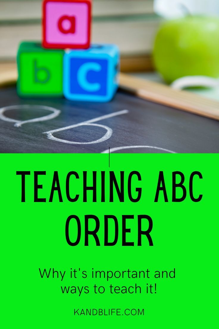 Lime green background with some ABC Blocks and black lettering saying, "Teaching ABC Order: Why it's important and ways to teach it!". By kandblife.com Teach Abc, Abc Order Activities, Teaching Abcs, Writing Games, Word Order, Abc Order, Alphabetical Order, The Abc, Writing Resources