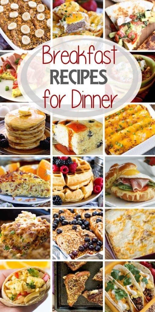 the collage shows different types of breakfast dishes and desserts, including pancakes, pies