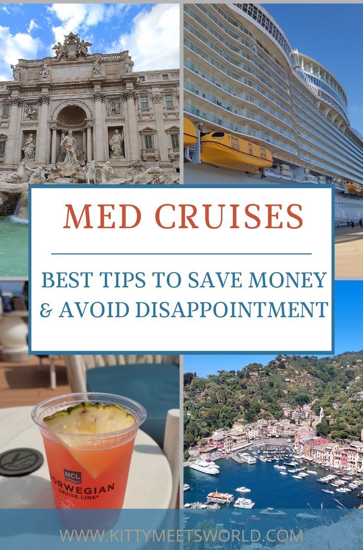 Top left: Trevi Fountain; Top right: Cruise Ship; Bottom left: Cocktail; Bottom right: Portofino Mediterranean Cruise Tips, Italian Cruises, Cruise Honeymoon, Greece Cruise, Transatlantic Cruise, Cruise Italy, Cruise Ideas, Enjoy Your Trip, European Cruises