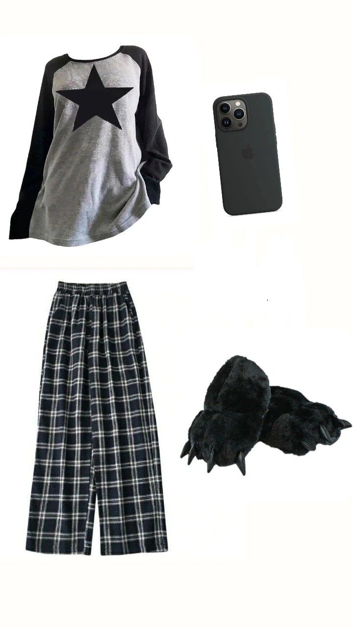 Emo Pijama, What To Wear With Pajama Pants, Cute Outfits To Sleep In, Emo Pajamas Aesthetic, Dark Pajamas Aesthetic, Grunge Pajamas Outfit, Grunge Pajamas Aesthetic, Pj Inspo Aesthetic, Pjamamas Outfit Y2k