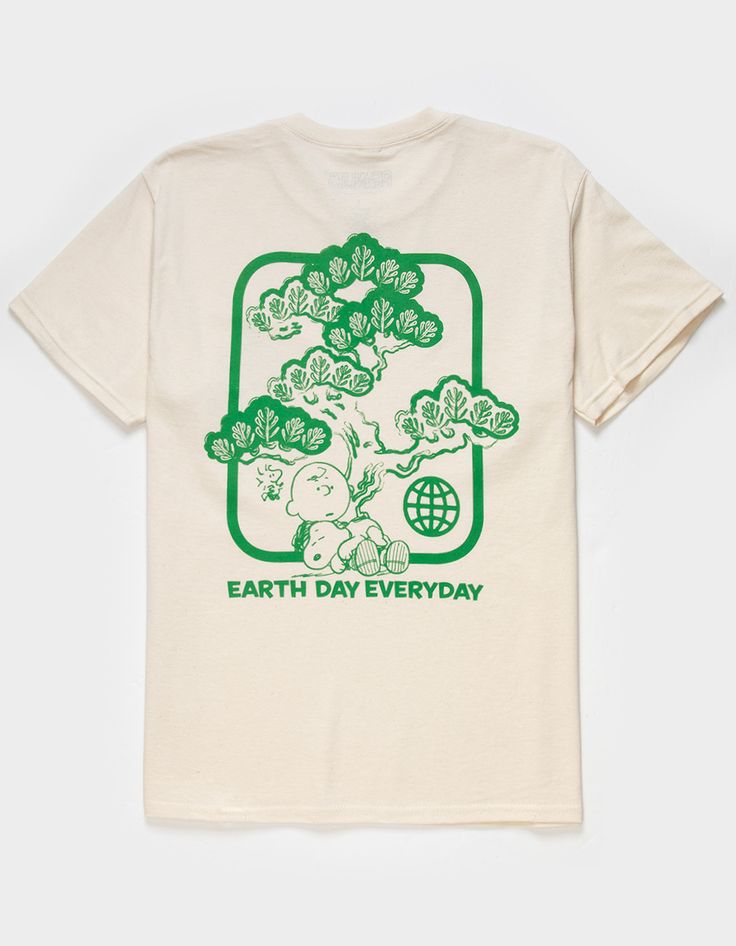 Peanuts Our World Tee. Graphic On Left Chest. Large Graphic On Back. Crew Neck. Short Sleeve. 100% Cotton. Machine Wash. Imported. | Peanuts Our World Boys Tee Street Graphic Tee, Plant Graphic Tee, Casual Tops With Earth Day Screen Print, Casual Screen Print Tops For Earth Day, Casual Shirt With Graphic Print For Earth Day, Casual Graphic Print Shirt For Earth Day, White Screen Print Top For Earth Day, Casual Earth Day Screen Print T-shirt, Casual Earth Day T-shirt With Screen Print