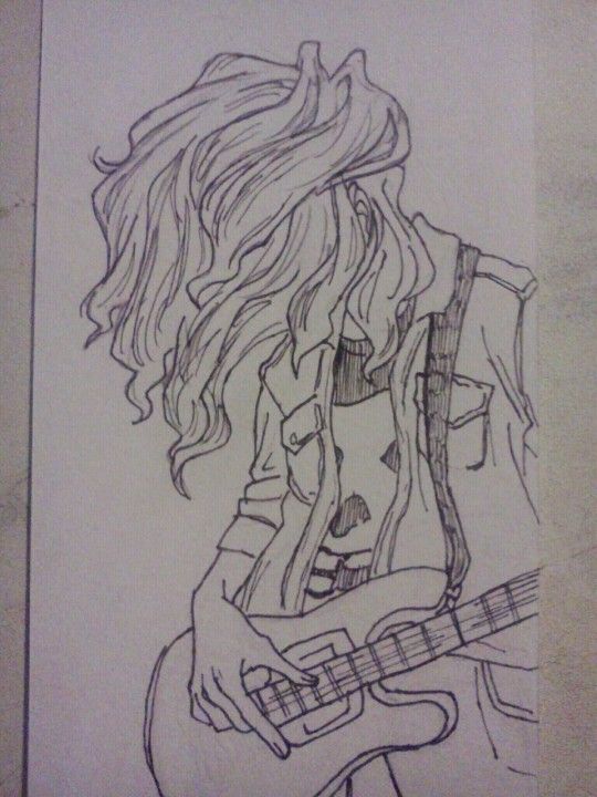 a drawing of a person with a guitar