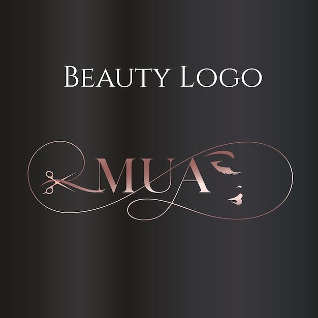 the logo for beauty brand mua is shown on a black background with pink and white swirls