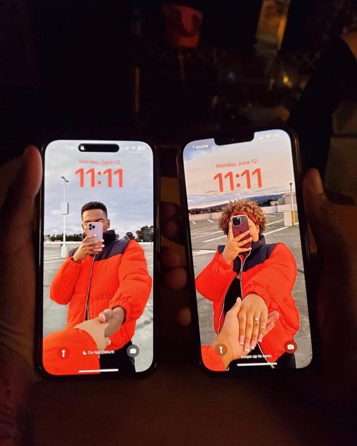 two cell phones showing the same person's phone number and their image on them