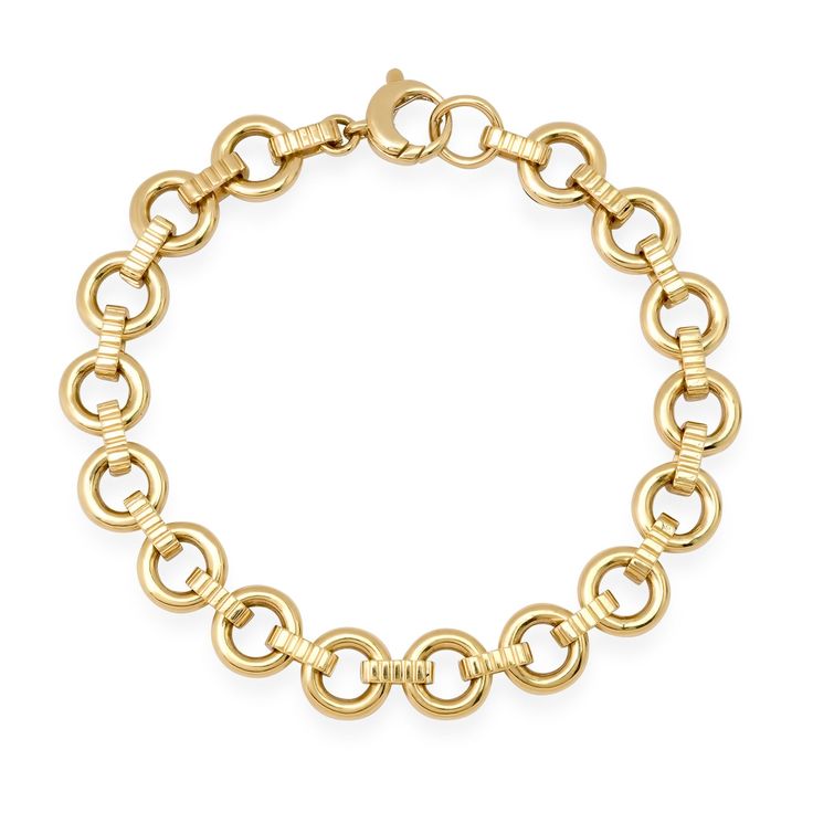 14k solid gold Sarina bracelet is perfect for clipping on your HR charms or wearing as a statement piece on its own. 25g 14k gold Yellow Gold Chain Link Charm Bracelet, Rose Gold Plated Chain Link Bracelet, Gold-tone Chain Link Charm Bracelet, Luxury Gold-tone Tarnish Resistant Charm Bracelet, Gold-tone Gold Plated Chain Link Charm Bracelet, Space Jewelry, Fashion Silhouette, Wedding Bridesmaid Jewelry, Chains Necklaces