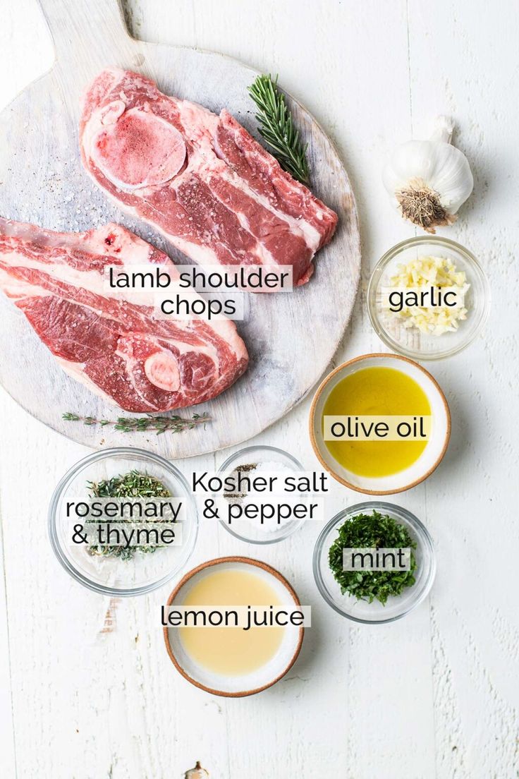 the ingredients needed to make this recipe include lamb chops, lemon juice and garlic