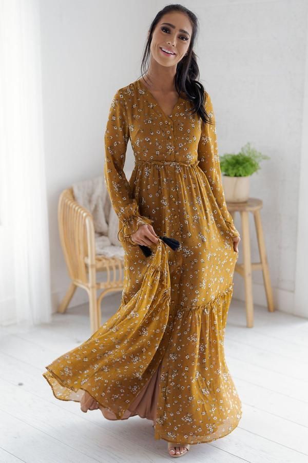 e6d8545daa42d5ced125a4bf747b3688desc39654686ri Modest Fall Dresses, Neesees Dresses, Modest Maxi Dress, Maxi Dress Designs, Maxi Dress Outfit, Nursing Dress, Modest Fashion Outfits, Fall Floral, Maxi Dress With Sleeves