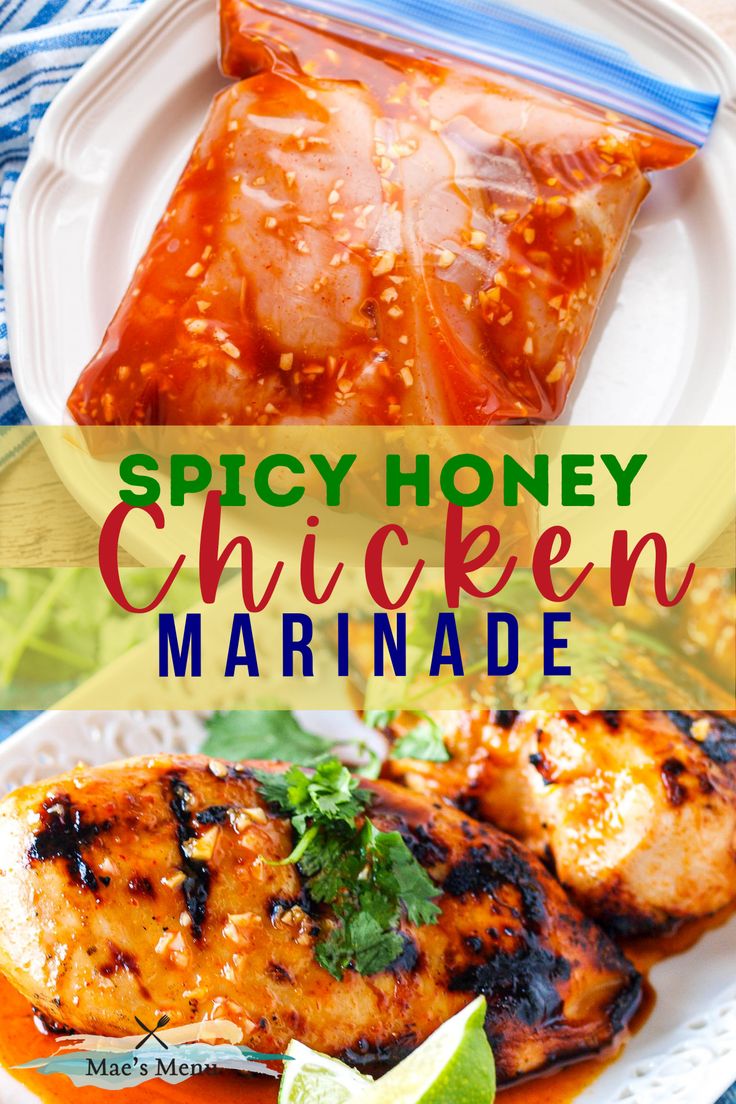 spicy honey chicken marinade on a white plate