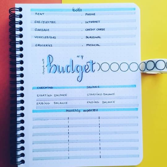 Budgeting Finances doesn't have to be boring. You can absolutely make it fun, and something that you'll want to use every day! And the bullet journal budget spread is your answer. You get to be creative and have fun while managing your money. Here are 10 bullet journal ideas for budget layouts that anyone can use. Bujo Finance Spread, Budget Bullet Journal Layout, Budget Planner Bullet Journal, Journal Budget Layout, Bullet Journal Budget Layout, Budgeting Bullet Journal, Money Journal Ideas, Savings Bullet Journal, Bujo Budget Layout