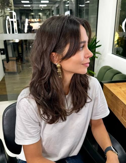 2025 Curtain Bangs, Long Bob Curly Haircuts, Women Haircut Medium Layers, Armpit Length Haircuts For Thick Hair, Hair Cuts With Curtain Bangs Wavy, Hair Cut For Wavy Hair Girl, Shoulder Length Hair Indian, Wavy Haircut Curtain Bangs, Simple Layers For Medium Hair