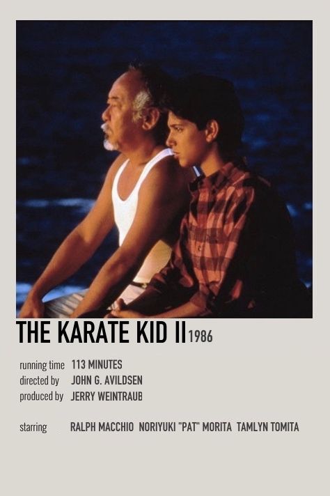 the karate kid movie poster with two men sitting next to each other