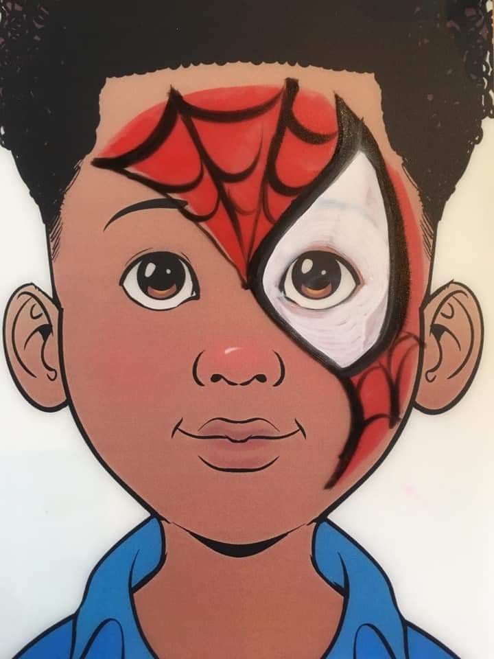 Simple Face Paint, Spider Man Face Paint, Superhero Face Painting, Easy Face Painting Designs, Animal Face Paintings, Festival Face Paint, Face Painting For Boys, Face Paint Ideas, Face Painting Tutorials