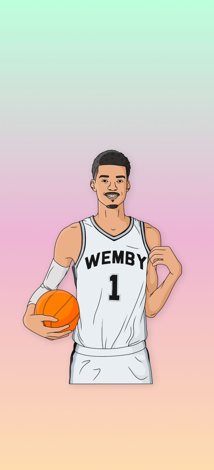 a drawing of a basketball player holding a ball