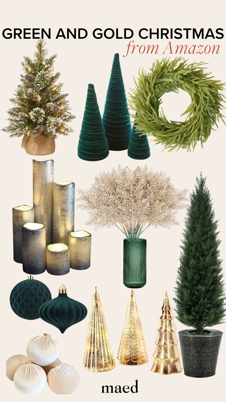 green and gold christmas decorations from maison maison