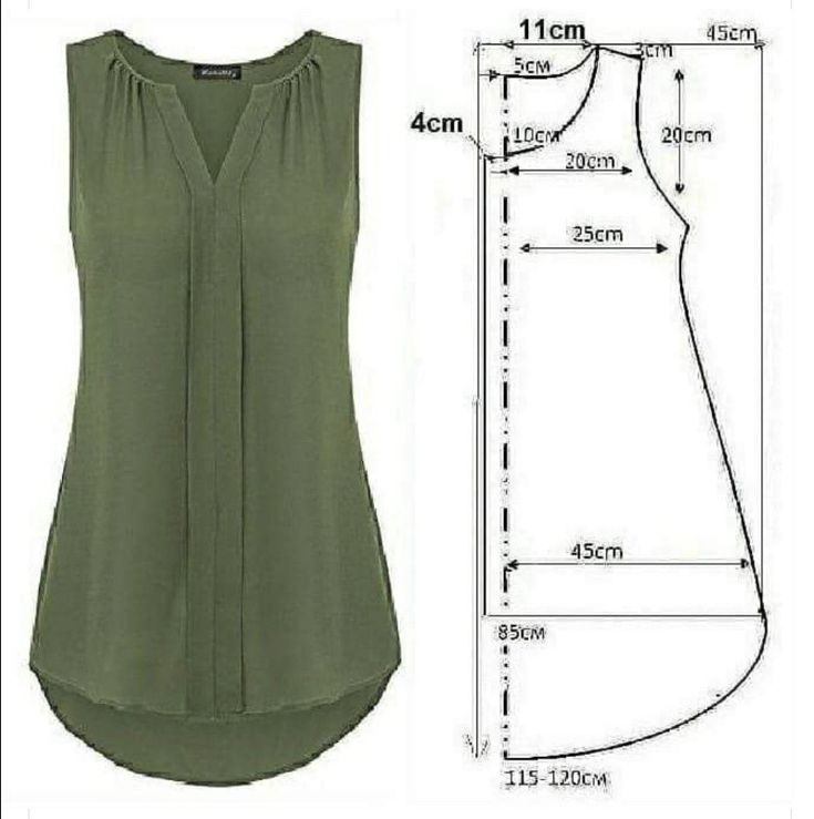 a women's top with the measurements for it