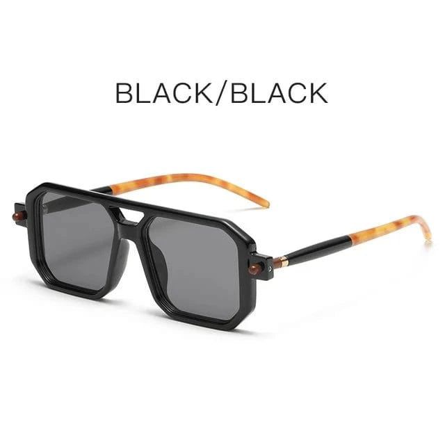 Square Grandpa Sunglasses Black Square Frame Shield Sunglasses For Outdoor, Casual Black Plastic Aviator Sunglasses, Black Shield Sunglasses With Uv Protection For Beach, Black Shield Sunglasses With Uva Protection For Beach, Black Sunglasses For Summer Outdoor, Black Square Frame Shield Sunglasses With Polarized Lenses, Black Polarized Square Shield Sunglasses, Black Plastic Aviator Sunglasses With Anti-reflective Coating, Black Polarized Square Frame Shield Sunglasses