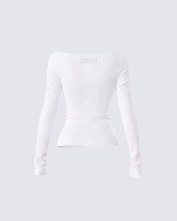 Sleek, chic, and effortless - this top is the perfect closet essential ✨ Constructed from soft stretch textured jersey, and complete with extra long sleeves and a raw edge for a sleek and subtle staple piece that's perfect for all occasions 🤍 Chic Long Sleeve Tops With Ribbed Neckline, Chic Solid Stretch Knit Top, Chic Stretch Solid Color Knit Top, Chic Ribbed Fitted Top, Chic Long Sleeve Stretch Fine Knit Top, Chic Stretch Long Sleeve Top In Fine Knit, Chic Long Sleeve Ribbed Top, Chic Ribbed Long Sleeve Tops, Chic Ribbed Long Sleeve Top With Stretch