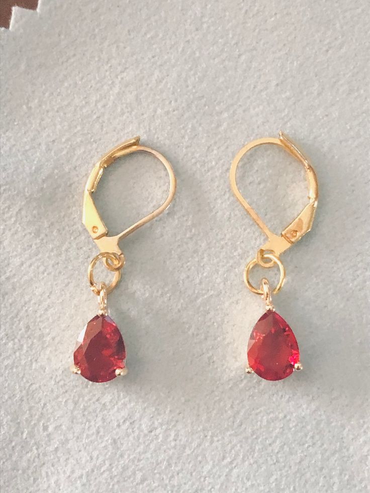 Birthstone drop earrings in Ruby also in Emerald Girls Gift, Teardrop Earrings, Bronx, Girl Gifts, Birthstone, Jewelry Earrings Dangle, Gifts For Women, Dangle Drop Earrings, Ruby