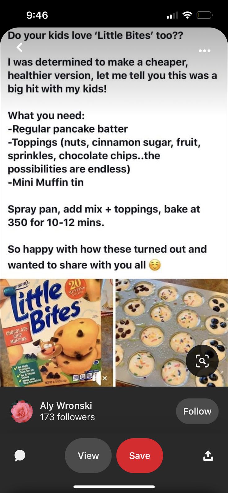 an iphone screenshot shows the recipe for cookies and other desserts, with text that reads do your kids love little bites too