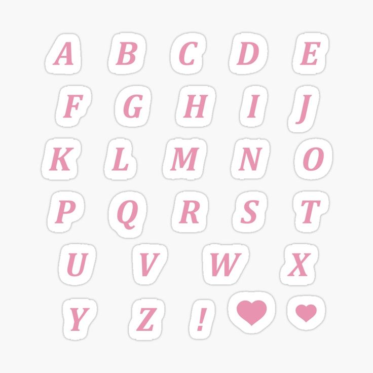 the letters and numbers are made up of pink stickers with hearts on each side