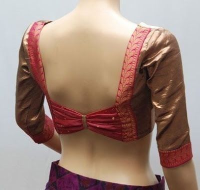 Banarsee Saree Blouse Design, Low Back Blouse, Back Blouse Designs, Back Neck Design, Blouse Designs Catalogue, Blouse Back Neck, Saree Blouse Neck Designs, Traditional Blouse Designs, New Saree Blouse Designs