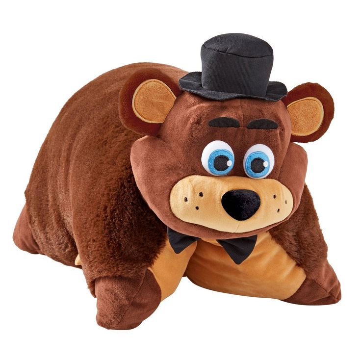 a stuffed bear with a top hat on it's head