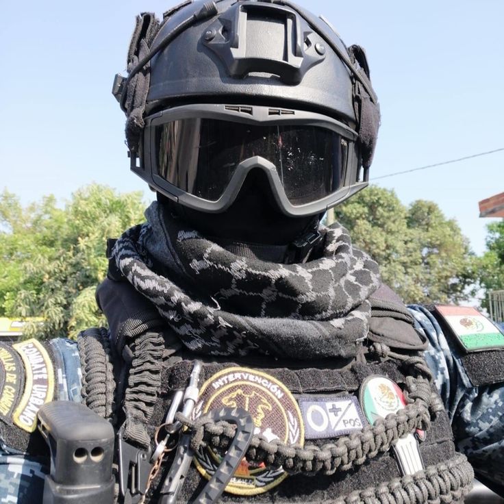 a man wearing a black helmet and goggles