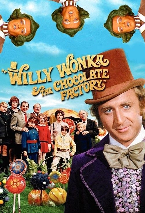 the movie poster for willy wonka's chocolate factory with an image of a man in top hat